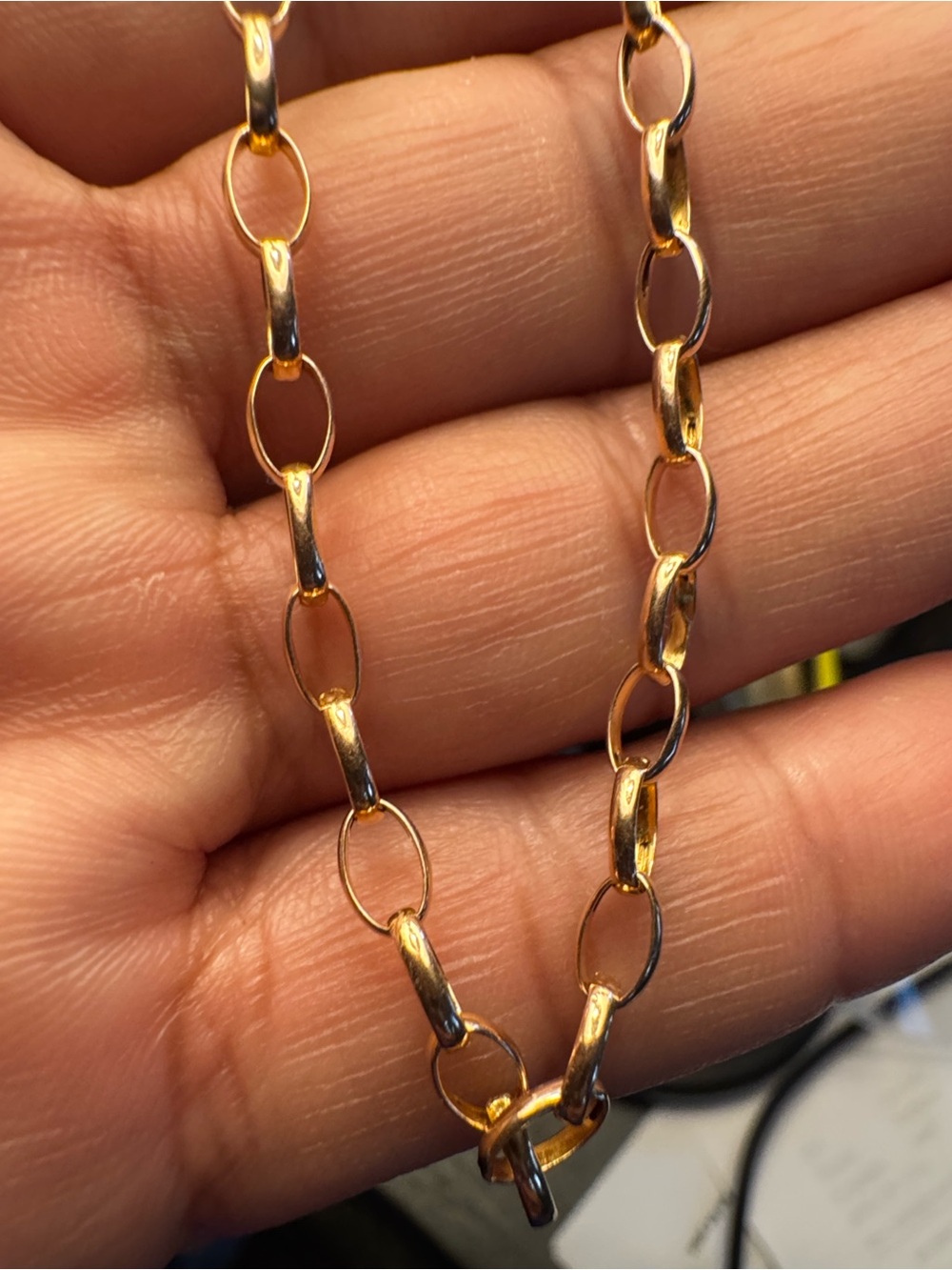 14K Solid Gold Link Chain Bracelet 8” - Women Jewelry